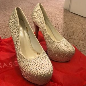 Krasceva Ivory rhinestone covered platforms